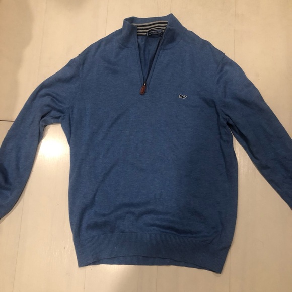 LIKE NEW - Vineyard Vines Saltwater 1/4 Zip Sweater - Sky Blue - Picture 2 of 3